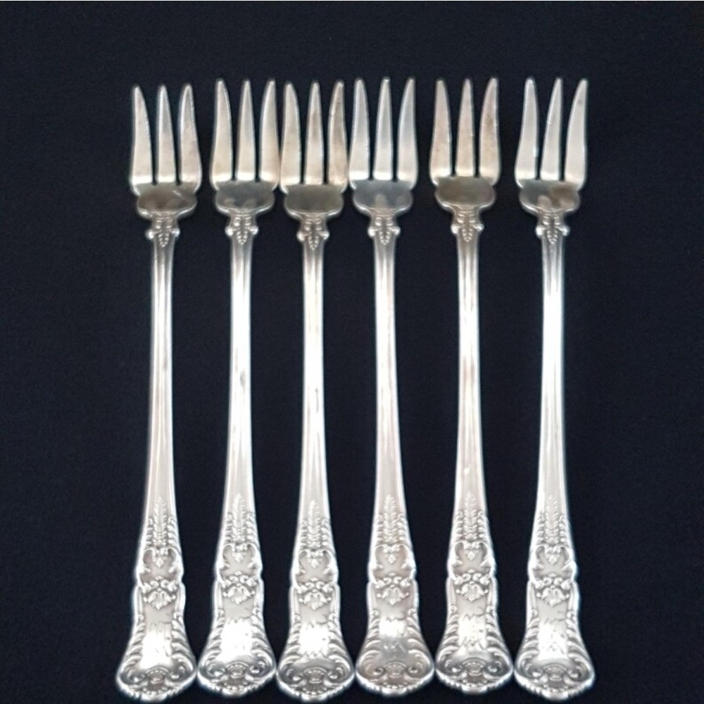 Antique 1897 Gorham Silverplate Cocktail Seafood Forks Set of 6 Richmond
